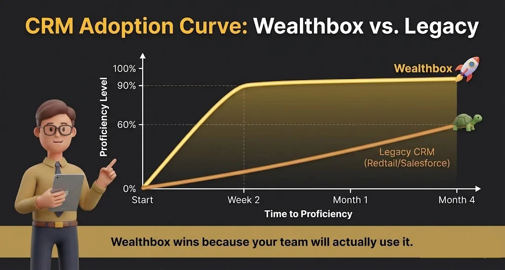 The CRM Adoption Curve Chart - Wealthbox vs Legacy CRMs