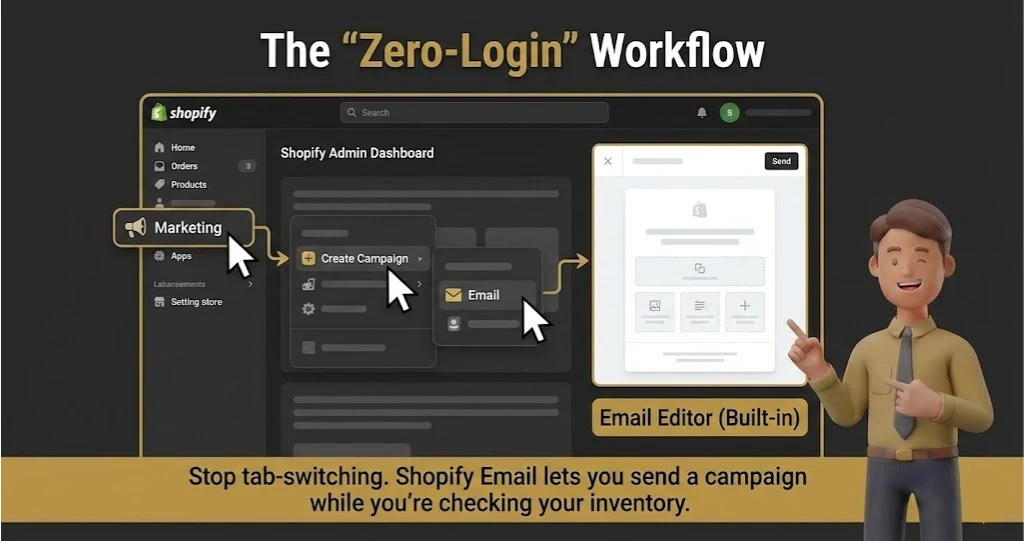 Shopify : The Zero-Login Workflow