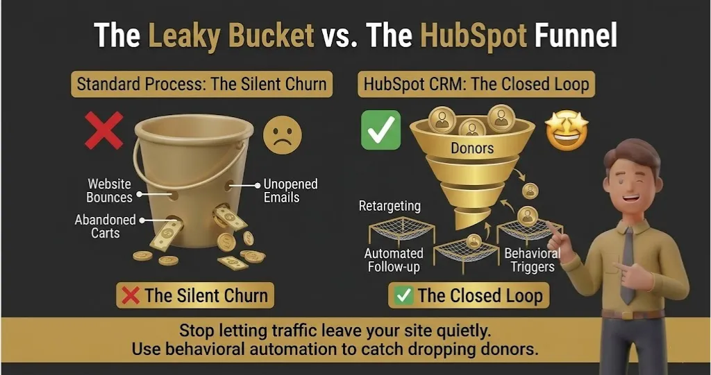 HubSpot for Nonprofits: The Leaky Bucket vs. The HubSpot Funnel