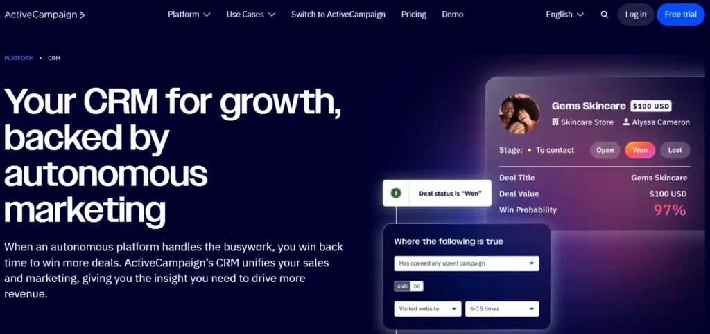 ActiveCampaign – Best B2B CRM for Granular Automation