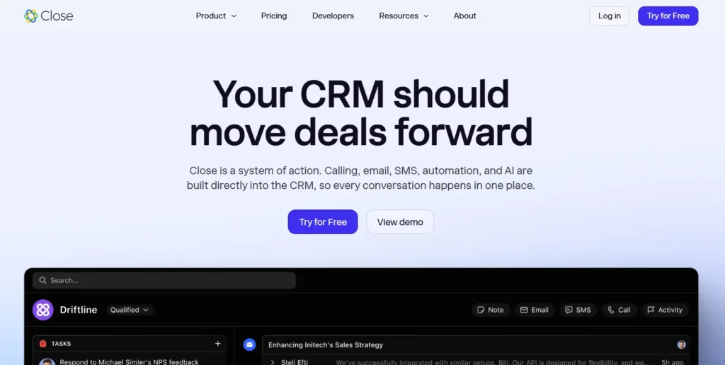 Close CRM – Best B2B CRM for High-Volume Calling Teams