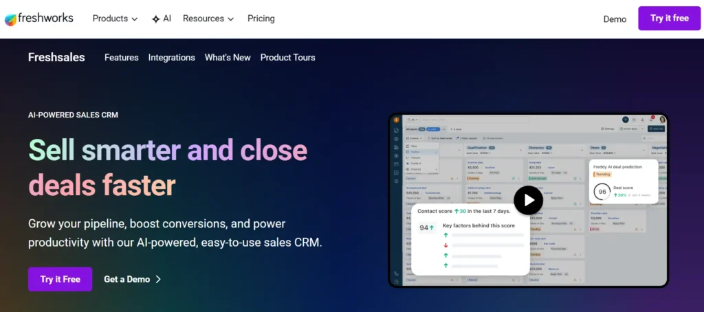 Freshsales – Best B2B CRM for Built-In AI Lead Scoring